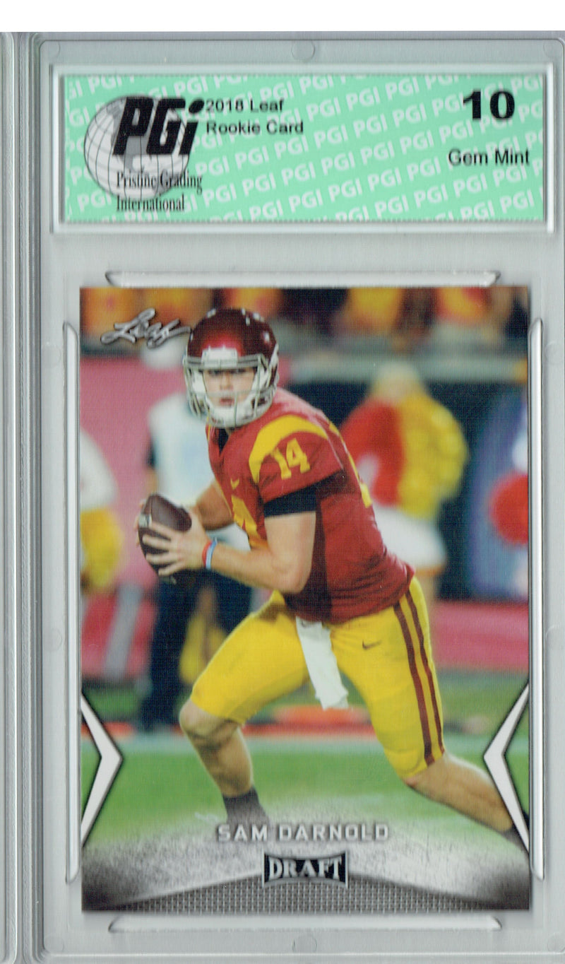 Sam Darnold Rookie Card New York PGI 10 Gem Mint Football Trading Card 2018 Leaf Draft #54