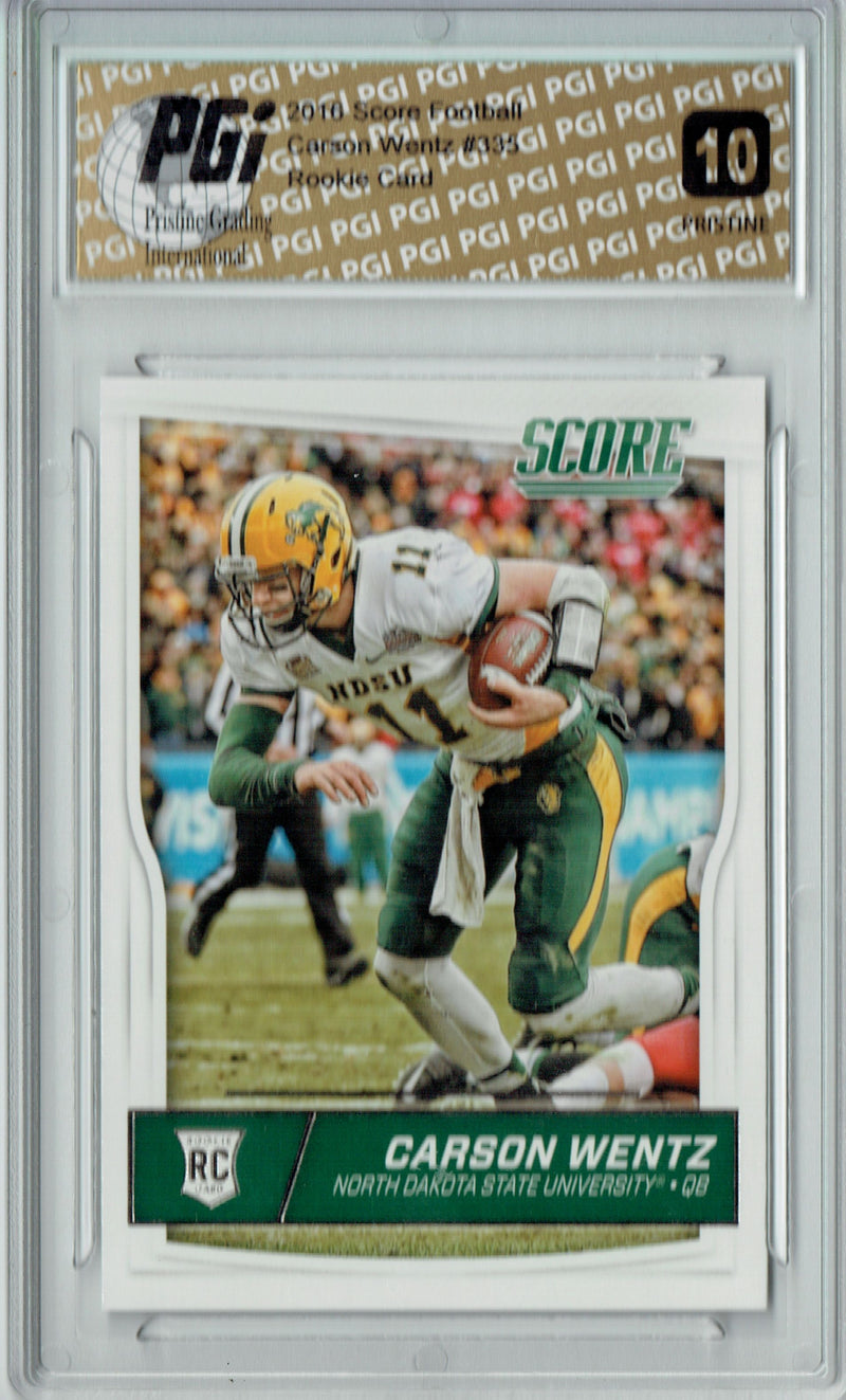 Carson Wentz 2016 Score #335 PRISTINE Rookie Card PGI 10