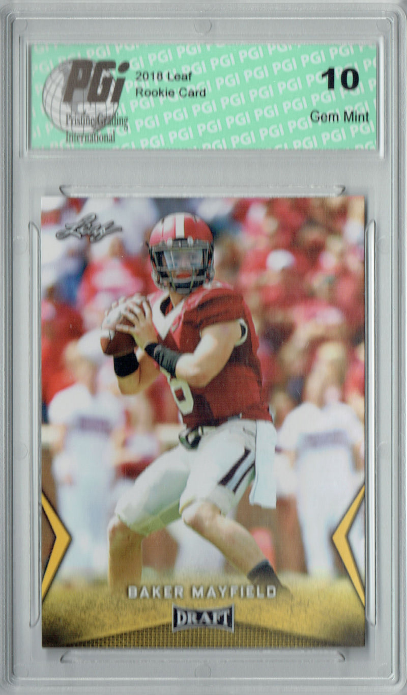 Baker Mayfield Rookie Card Cleveland PGI 10 Gem Mint Football Trading Card 2018 Leaf Draft #7 Gold SP
