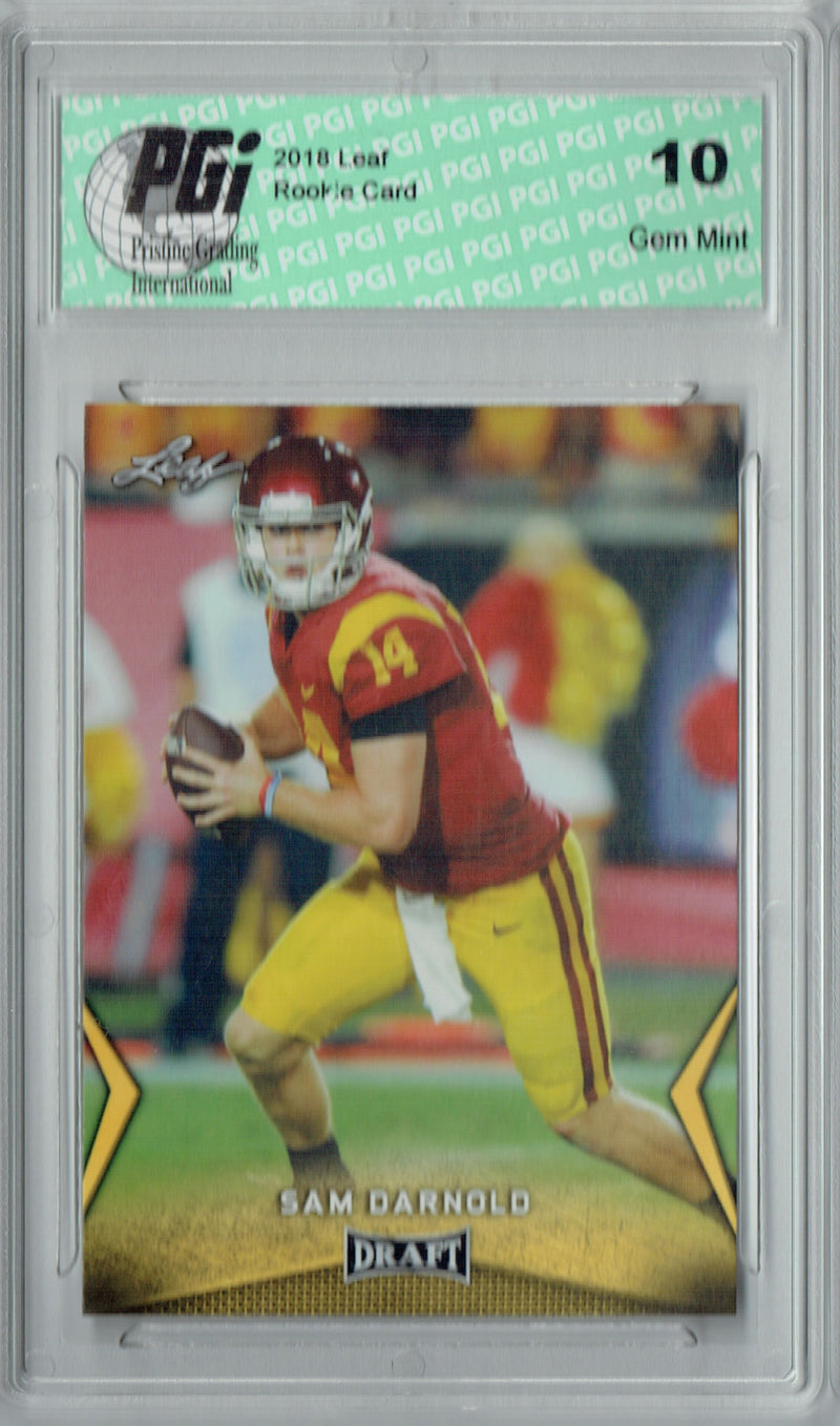 Sam Darnold Rookie Card New York PGI 10 Gem Mint Football Trading Card 2018 Leaf Draft #54 Gold SP