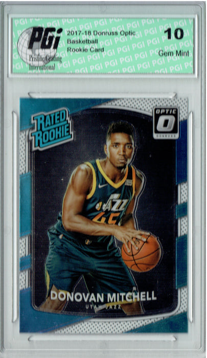 Donovan Mitchell 2018 Donruss Optic #188 Rookie Card PGI 10