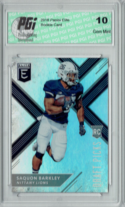 Saquon Barkley 2018 Panini Elite #105 Variation SP Rookie Card PGI 10