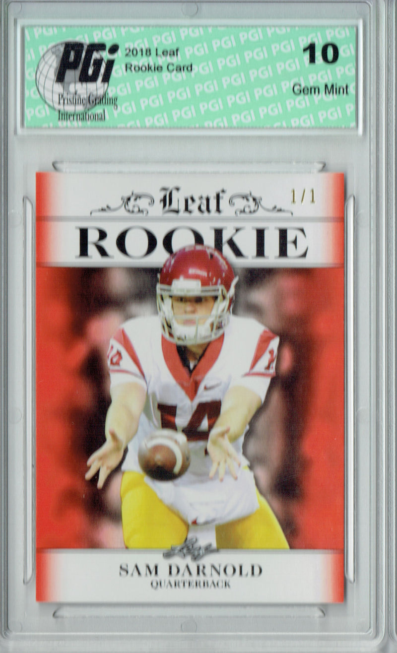 Sam Darnold Rookie Card New York PGI 10 Gem Mint Football Trading Card 2018 Leaf Exclusive #RA-04 Orange Blank Back 1/1