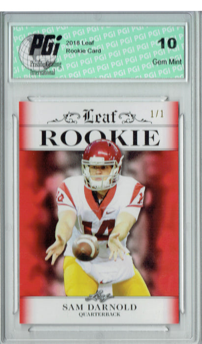 Sam Darnold 2018 Leaf Exclusive #RA-04 Orange True 1/1 Rookie Card PGI 10