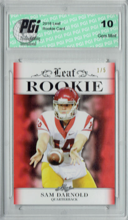 Sam Darnold 2018 Leaf Exclusive #RA-04 Red SP, #1/5 Made Rookie Card PGI 10