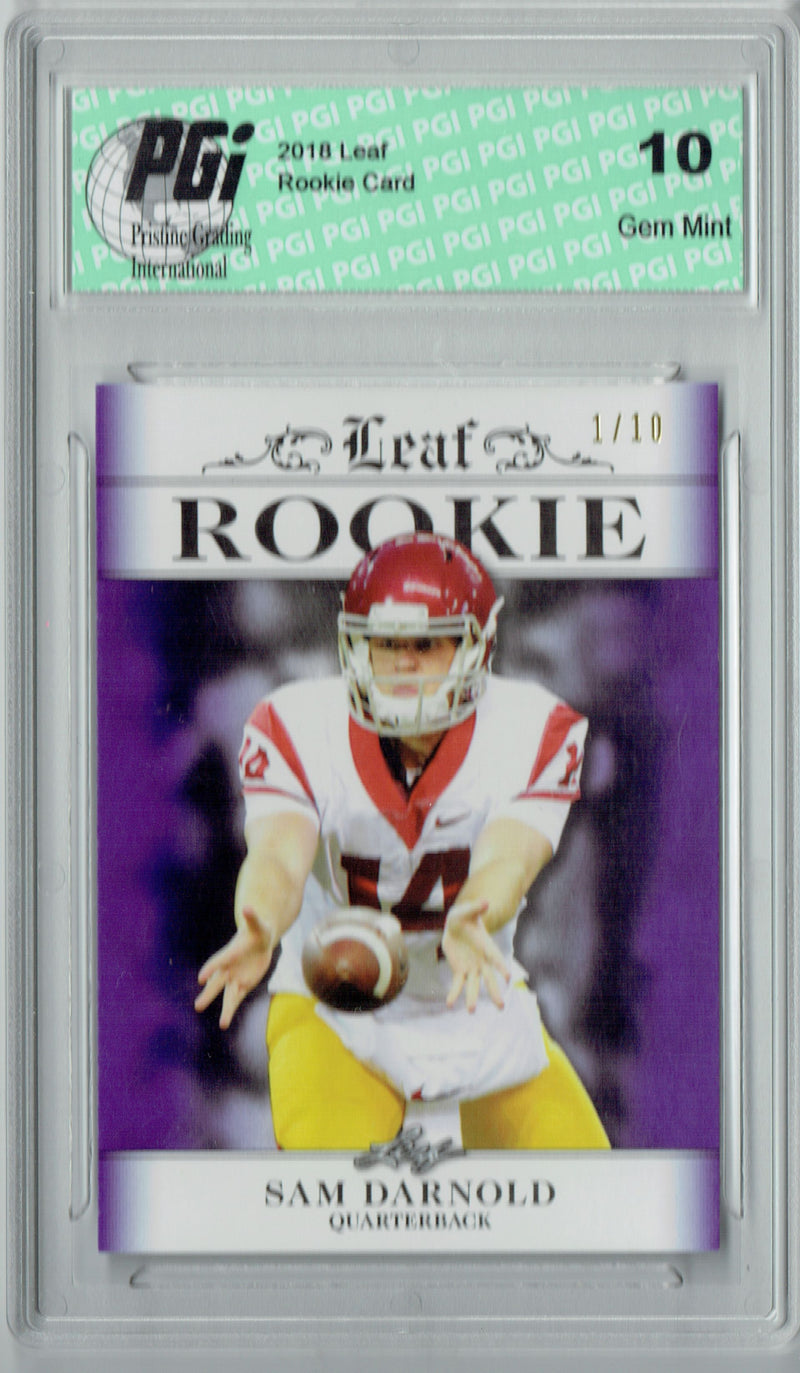 Sam Darnold Rookie Card New York PGI 10 Gem Mint Football Trading Card 2018 Leaf Exclusive #RA-04 Purple SP #1 of 10