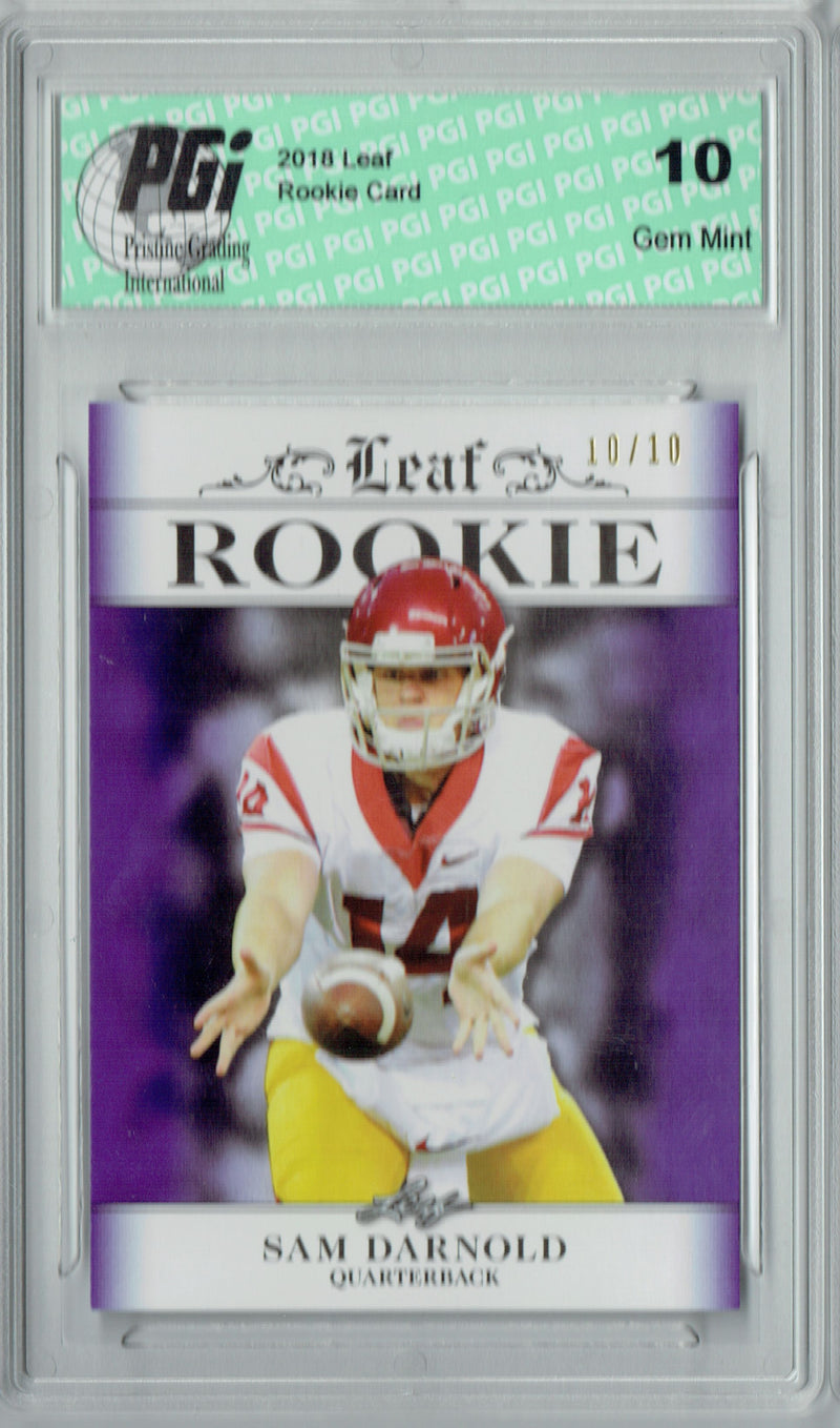 Sam Darnold Rookie Card New York PGI 10 Gem Mint Football Trading Card 2018 Leaf Exclusive #RA-04 Purple Only 10 Made