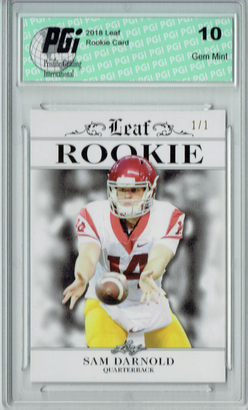 Sam Darnold Rookie Card New York PGI 10 Gem Mint Football Trading Card 2018 Leaf Exclusive #RA-04 White Blank Back 1/1