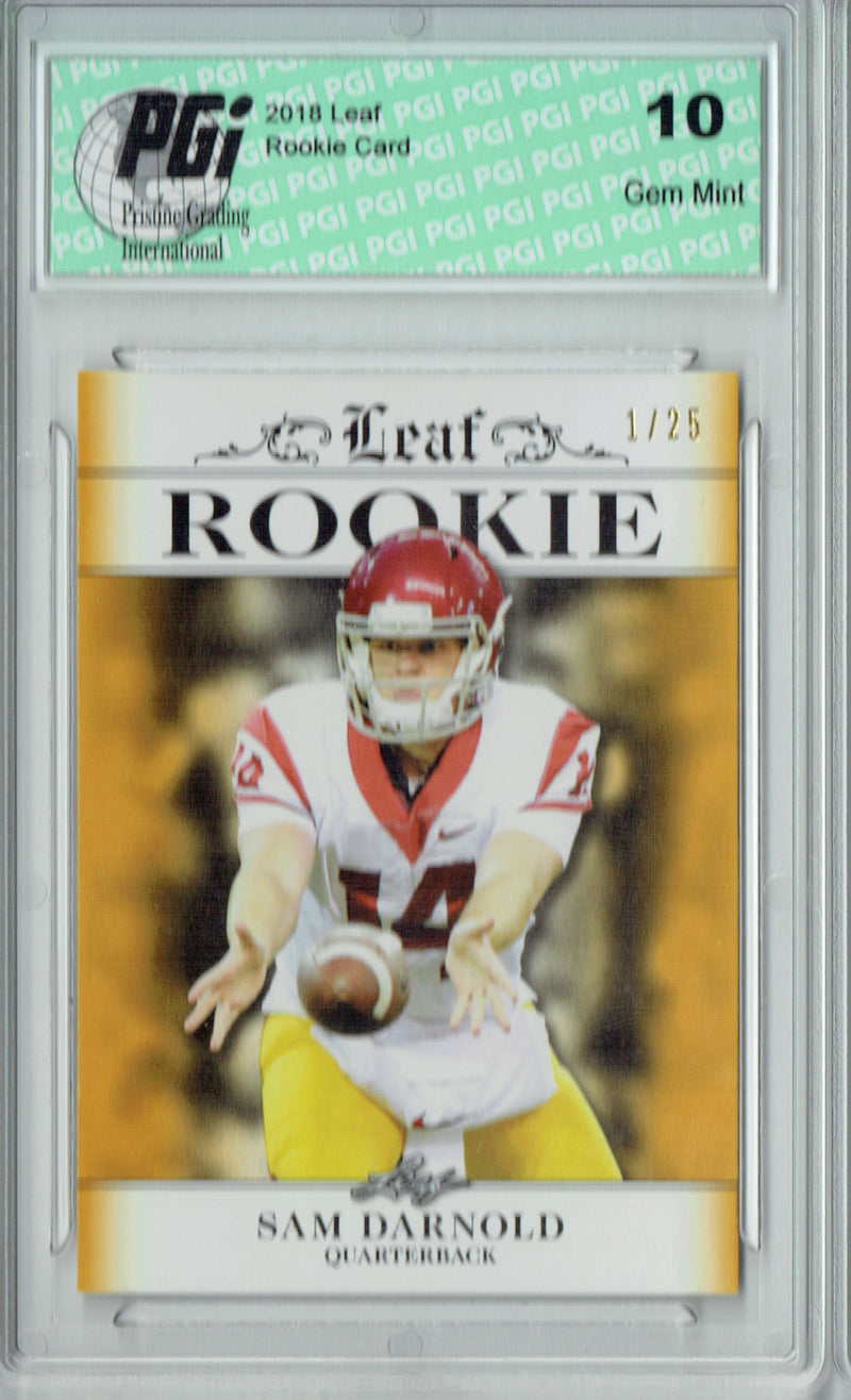 Sam Darnold Rookie Card New York PGI 10 Gem Mint Football Trading Card 2018 Leaf Exclusive #RA-04 Gold SP #1/25 Made