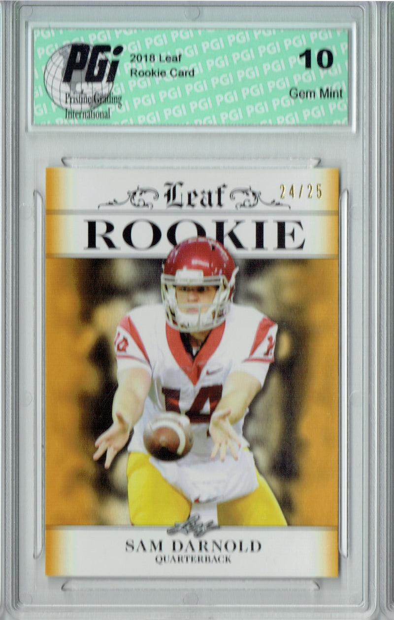 Sam Darnold Rookie Card New York PGI 10 Gem Mint Football Trading Card 2018 Leaf Exclusive #RA-04 Gold SP Only 25 Made