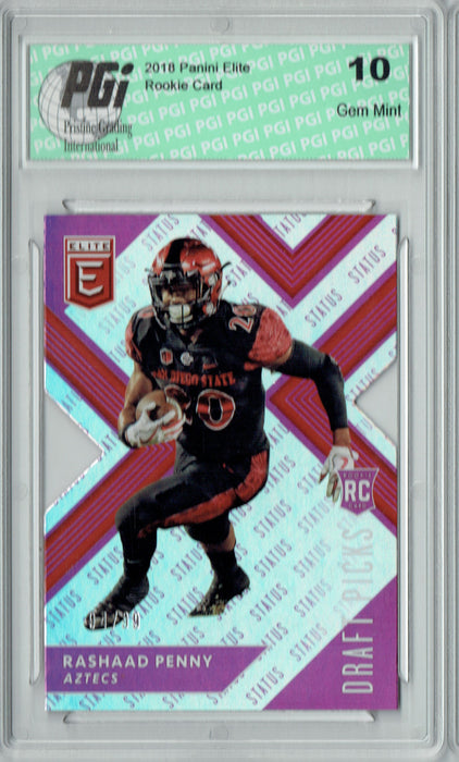 Rashaad Penny 2018 Panini Elite #146 SSP Only 99 Made Rookie Card PGI 10