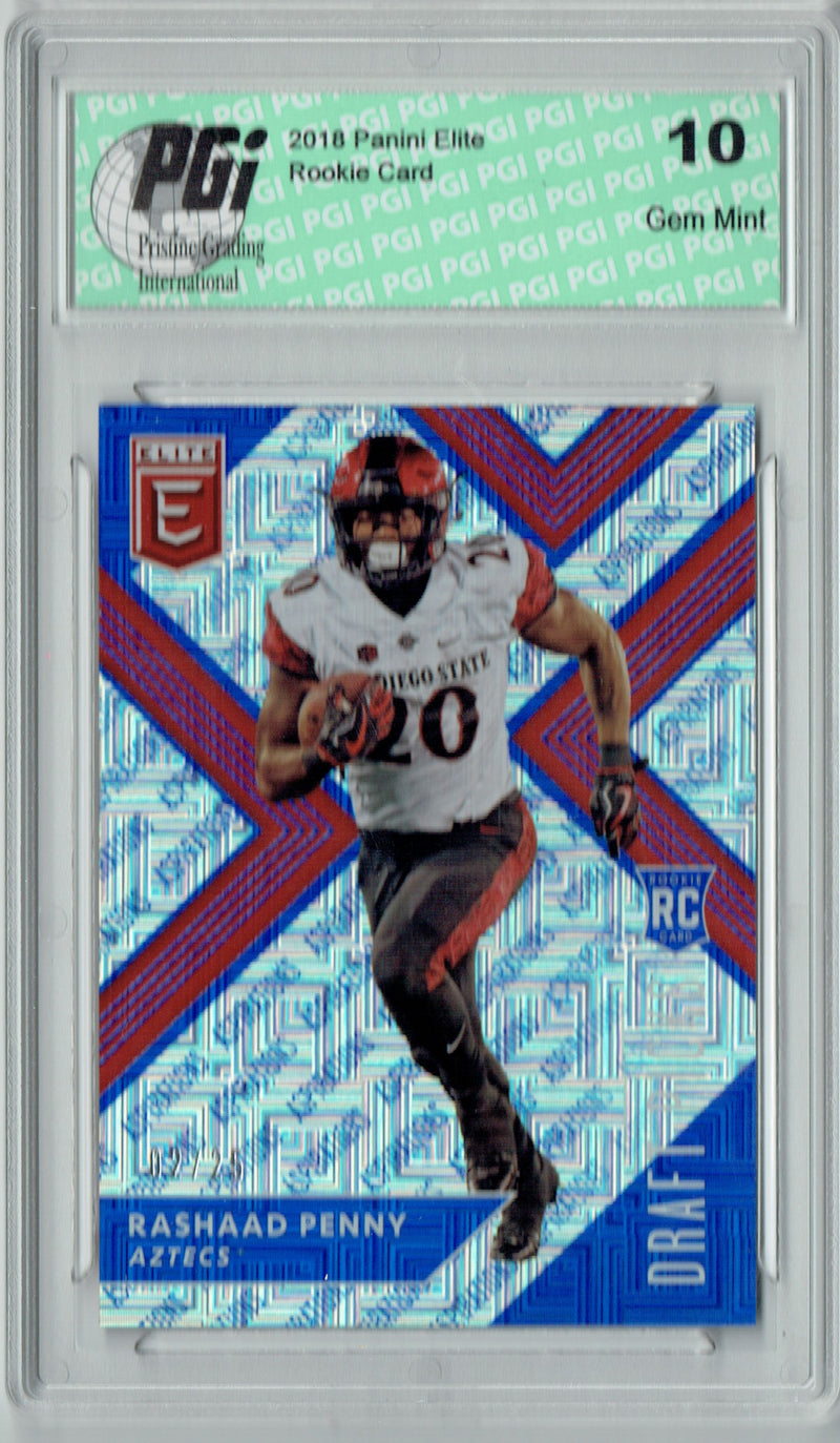 Rashaad Penny 2018 Panini Elite #146 SSP #2/25 Made Rookie Card PGI 10