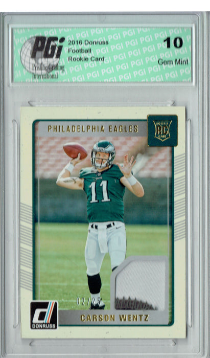 Carson Wentz 2016 Donruss #3 3 Color Patch #2/25 Rookie Card PGI 10