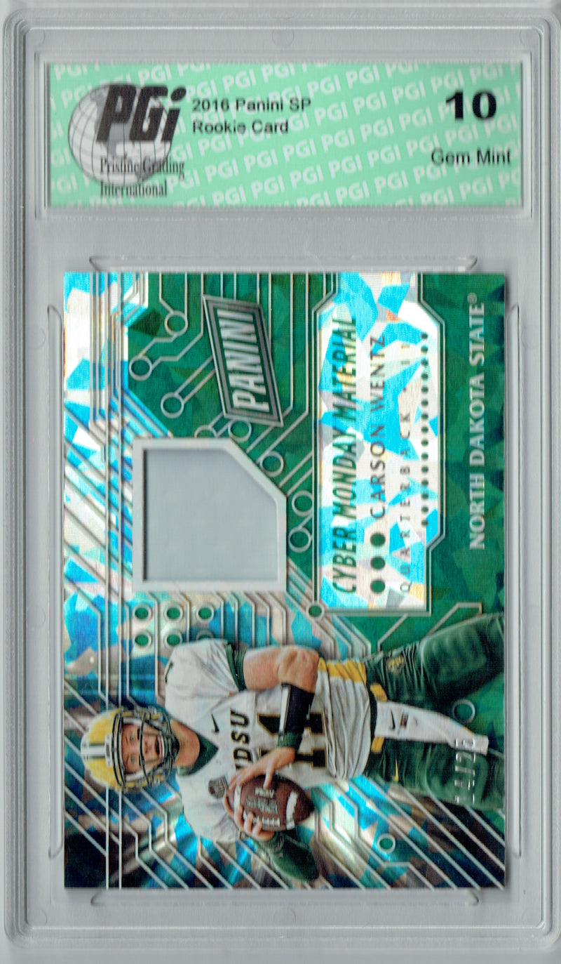 Carson Wentz 2016 Panini Cyber #23 Patch SP, #14/25 Made Rookie Card PGI 10