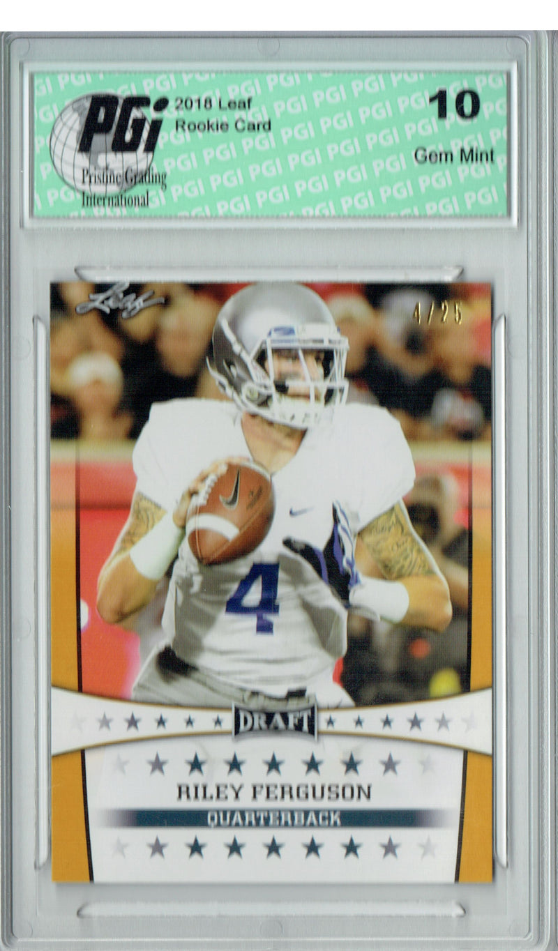 Riley Ferguson Rookie Card Tampa Bay PGI 10 Gem Mint Football Trading Card 2018 Leaf Draft #ST-21 Gold SP, Jersey #4/25