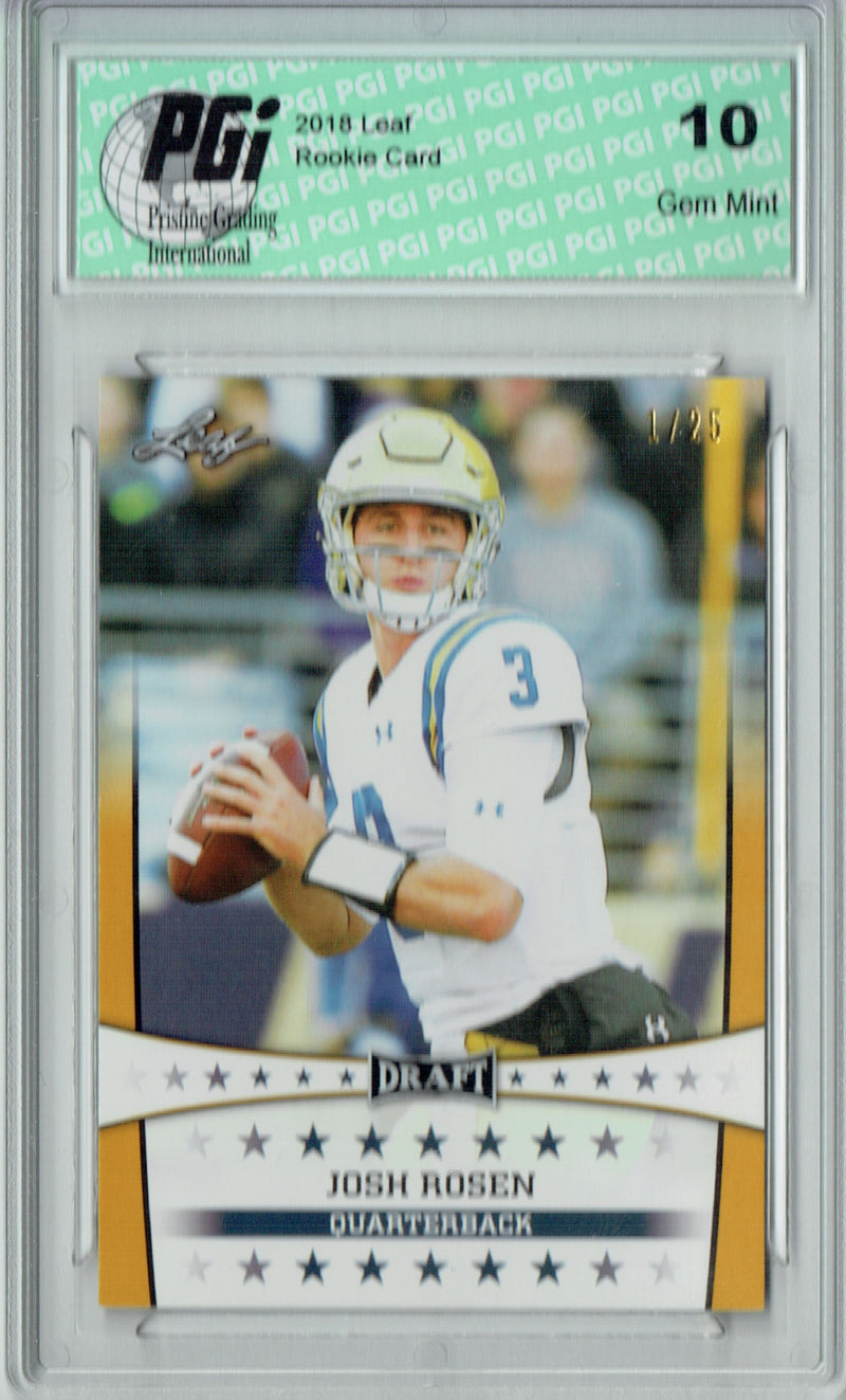Josh Rosen Rookie Card Arizona PGI 10 Gem Mint Football Trading Card 2018 Leaf Draft #ST-06 Gold SP #1 of 25 Made