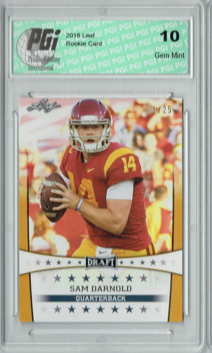 Sam Darnold 2018 Leaf Draft #ST-24 Gold SP, #1 of 25 Made Rookie Card PGI 10