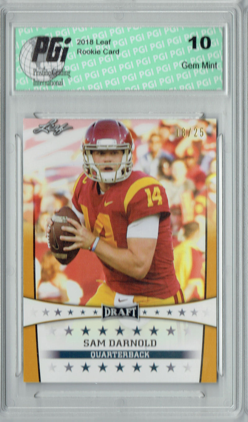 Sam Darnold Rookie Card New York PGI 10 Gem Mint Football Trading Card 2018 Leaf Draft #ST-24 Gold SP, Only 25 Made