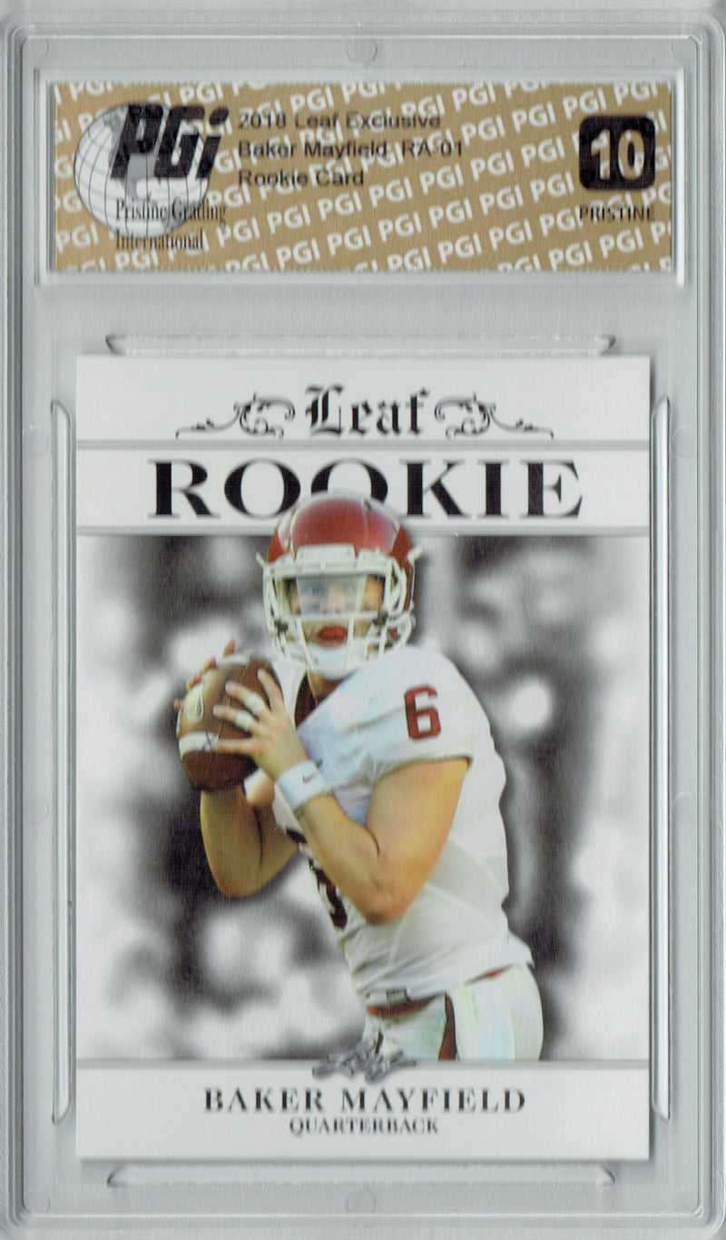 Baker Mayfield Rookie Card Cleveland PGI 10 Gem Mint Football Trading Card 2018 Leaf Exclusive #RA-01 PRISTINE