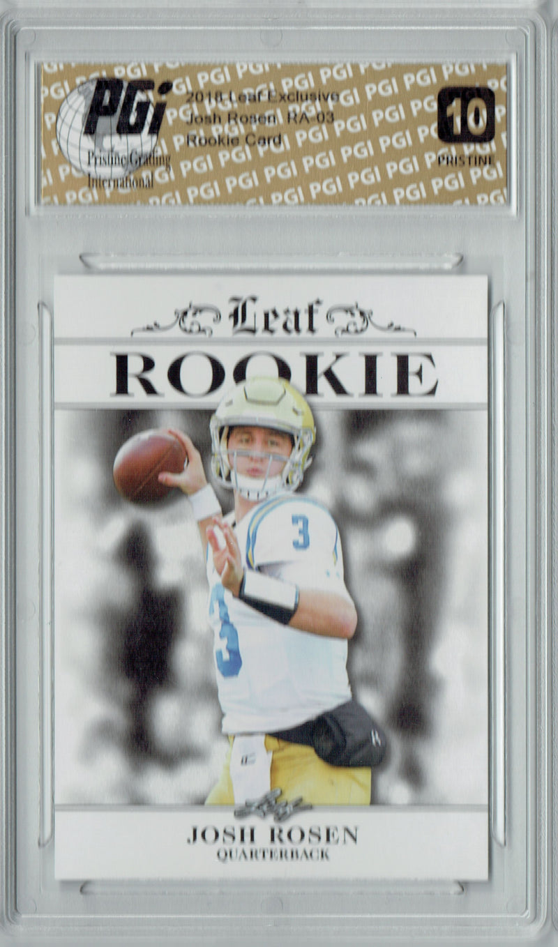 Josh Rosen Rookie Card Arizona PGI 10 Gem Mint Football Trading Card 2018 Leaf Exclusive #RA-03 PRISTINE