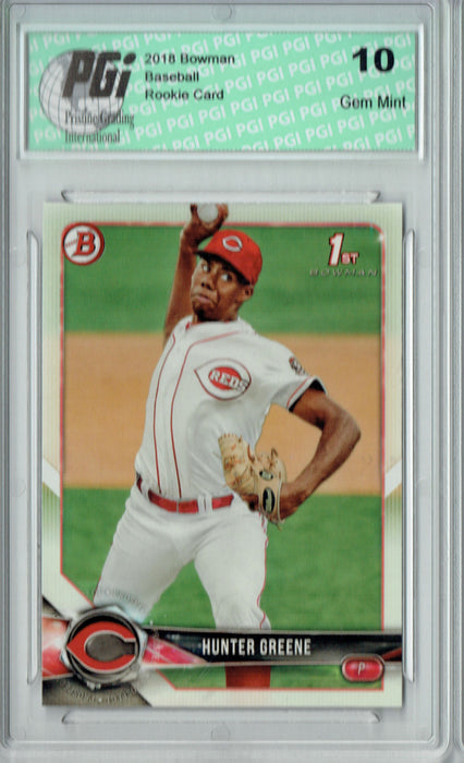 Hunter Greene 2018 1st Bowman #BP48 Rookie Card PGI 10