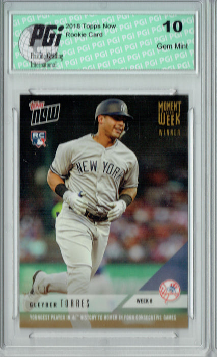 Gleyber Torres 2018 Topps Now #MOW-8W Gold Winner 1182 Made Rookie Card PGI 10