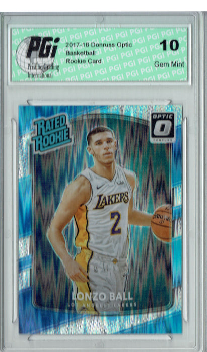 Lonzo Ball 2017 Donruss Optic Flash Holo Refractor #199 Rookie Card PGI 10