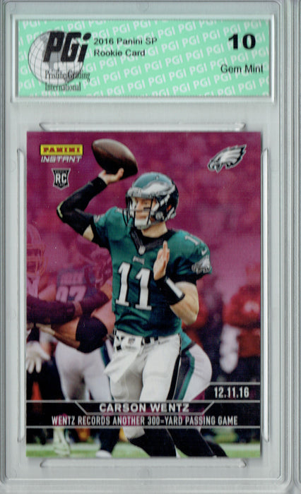 Carson Wentz 2016 Panini SP #313 Purple Only Ten Made Rookie Card PGI 10