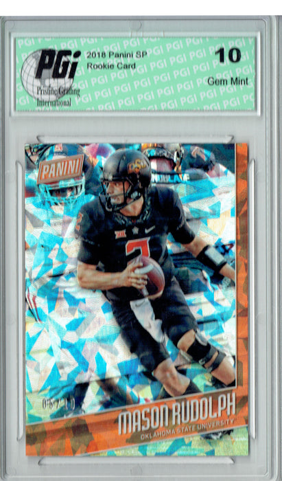 Mason Rudolph 2018 Panini SP #FB15 Cracked Ice, #5/10 Made Rookie Card PGI 10