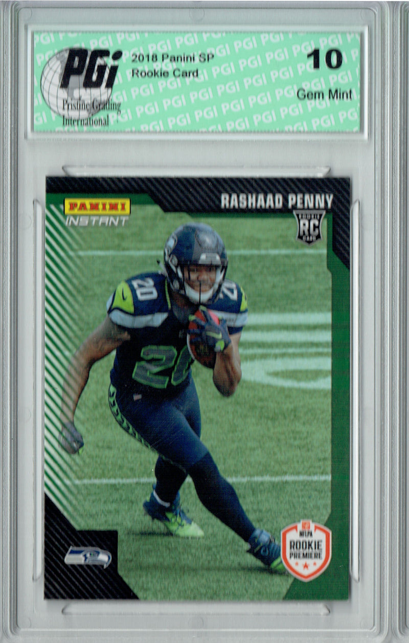 Rashaad Penny 2018 Panini Rookie Premiere #FL9 #1/10 Made Rookie Card PGI 10