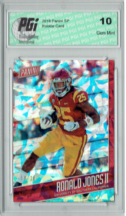 Ronald Jones II 2018 Panini SP #FB12 Cracked Ice #4/10 Made Rookie Card PGI 10