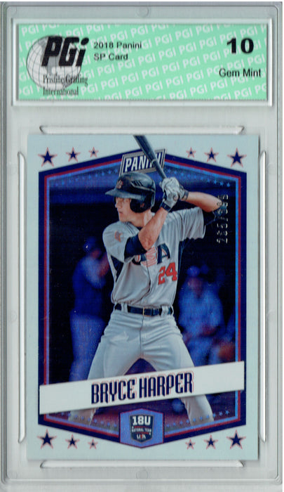 Bryce Harper 2018 Panini SP #USA3 USA Flashback, 399 Made Card PGI 10