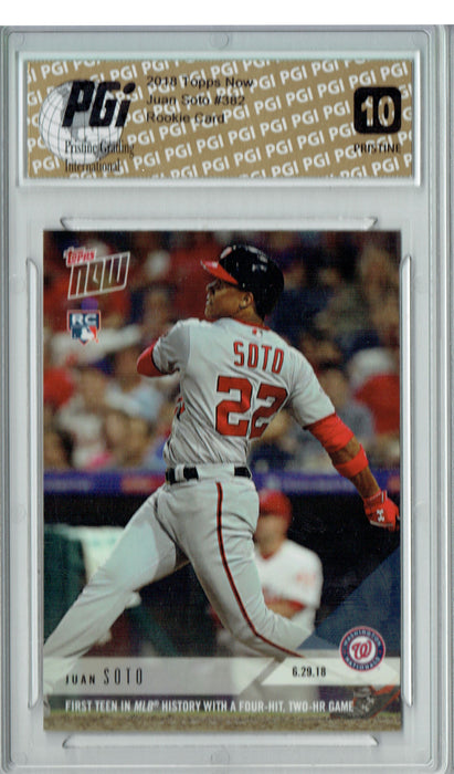 Juan Soto 2018 Topps Now #382 PRISTINE Rookie Card PGI 10