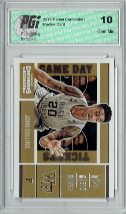 John Collins 2017 Panini Contenders #21 Game Day Rookie Card PGI 10