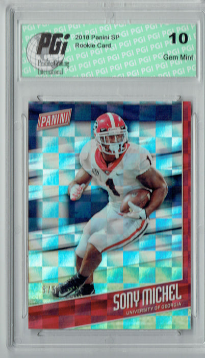 Sony Michel 2018 Panini SP #FB11 Checkerboard #5/5 Made Rookie Card PGI 10