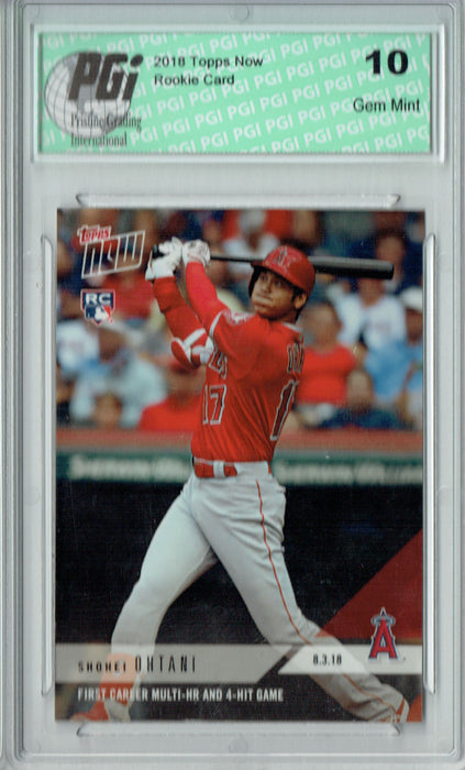 Shohei Ohtani 2018 Topps Now #553 2 HRs/4 Hit 2,957 Made Rookie Card PGI 10