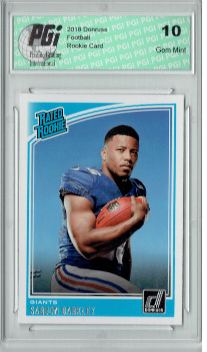 Saquon Barkley 2018 Donruss Football #306 Rated Rookie Card PGI 10