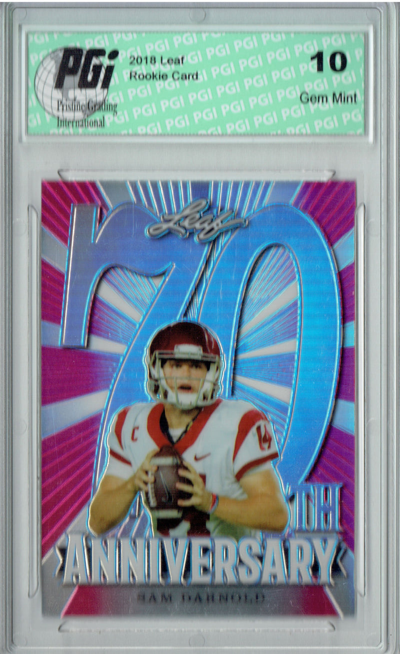 Sam Darnold Rookie Card New York PGI 10 Gem Mint Football Trading Card 2018 Leaf 70th #L70-10 Pink SP, Only 20 Made