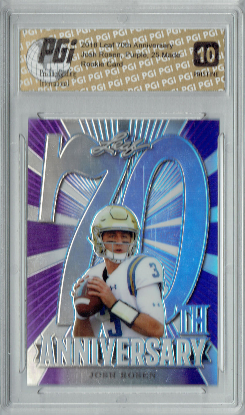 Josh Rosen Rookie Card Arizona PGI 10 Gem Mint Football Trading Card 2018 Leaf 70th #L70-04 PRISTINE Purple 25 Made