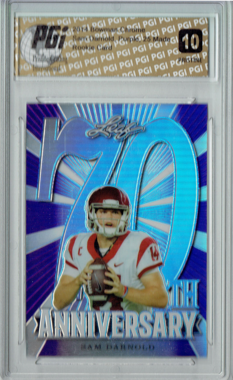 Sam Darnold Rookie Card New York PGI 10 Gem Mint Football Trading Card 2018 Leaf 70th #L70-10 PRISTINE Purple 25 Made