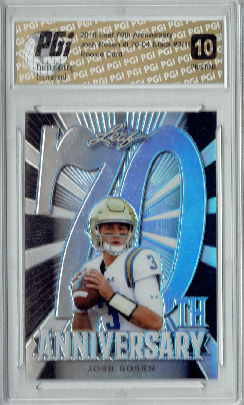 Josh Rosen Rookie Card Arizona PGI 10 Gem Mint Football Trading Card 2018 Leaf 70th #L70-04 PRISTINE Jersey #3/15