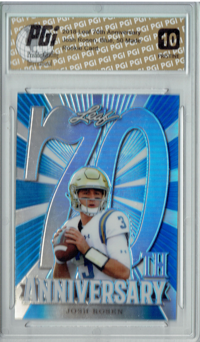Josh Rosen Rookie Card Arizona PGI 10 Gem Mint Football Trading Card 2018 Leaf 70th #L70-04 PRISTINE Blue 50 Made