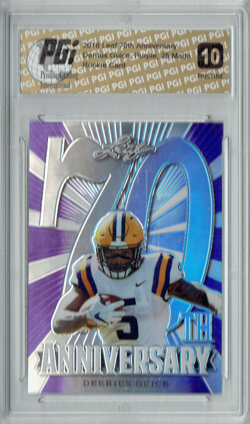 Derrius Guice Rookie Card Washington PGI 10 Gem Mint Football Trading Card 2018 Leaf 70th #L70-02 PRISTINE Purple 25 Made