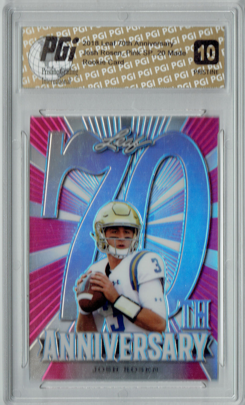Josh Rosen Rookie Card Arizona PGI 10 Gem Mint Football Trading Card 2018 Leaf 70th #L70-04 PRISTINE Pink 20 Made
