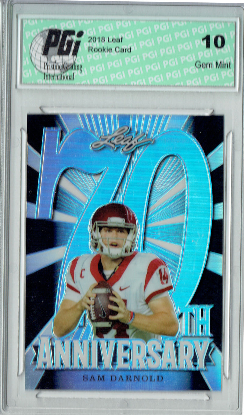 Sam Darnold Rookie Card New York PGI 10 Gem Mint Football Trading Card 2018 Leaf 70th #L70-10 Black SP, Only 15 Made