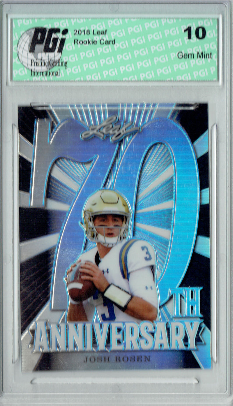 Josh Rosen Rookie Card Arizona PGI 10 Gem Mint Football Trading Card 2018 Leaf 70th #L70-04 Black SP, Only 15 Made