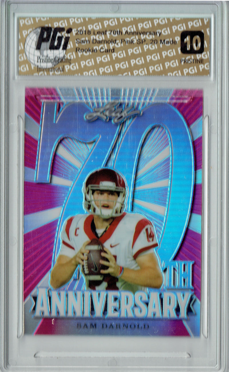 Sam Darnold Rookie Card New York PGI 10 Gem Mint Football Trading Card 2018 Leaf 70th #L70-10 PRISTINE Pink 20 Made