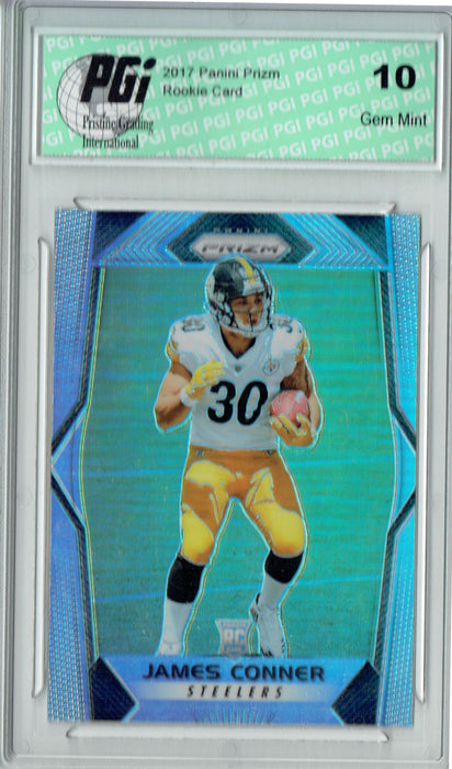 James Conner 2017 Panini Prizm #225 Refractor SP Rookie Card PGI 10