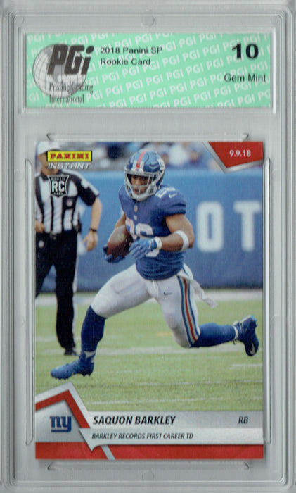 Saquon Barkley 2018 Panini Instant #16 1st TD, 287 Made Rookie Card PGI 10