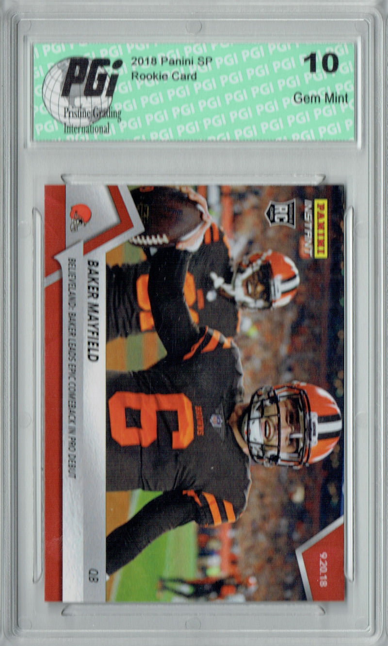 Baker Mayfield 2018 Panini Instant #34, 681 Made, Pro Debut Rookie Card PGI 10